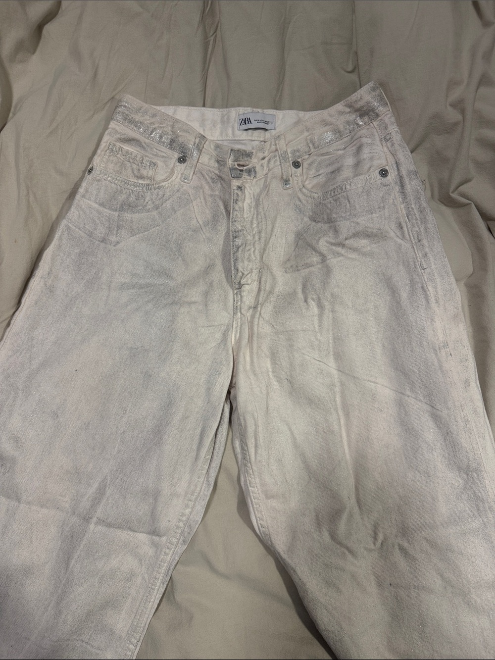 Zara Viral Silver Foil Jeans